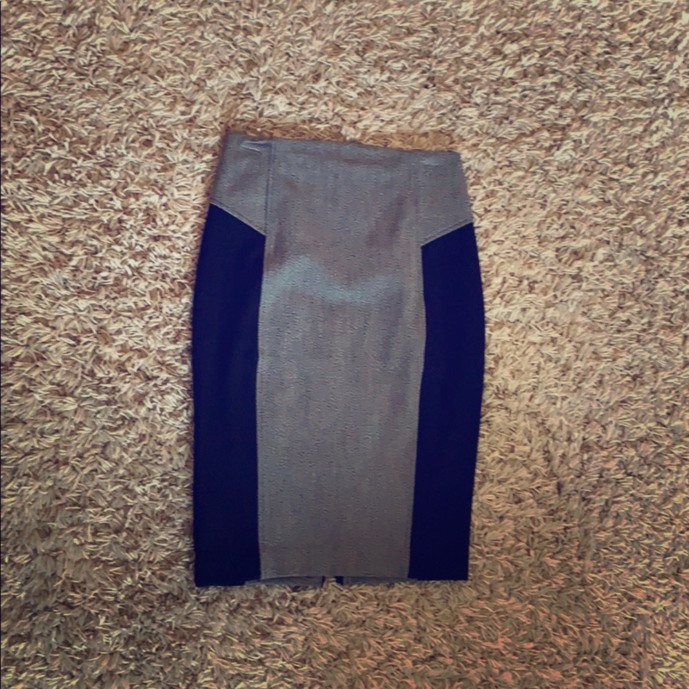 Express grey pencil skirt with black side panels